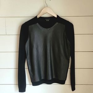 Theory Black Leather Sweater
